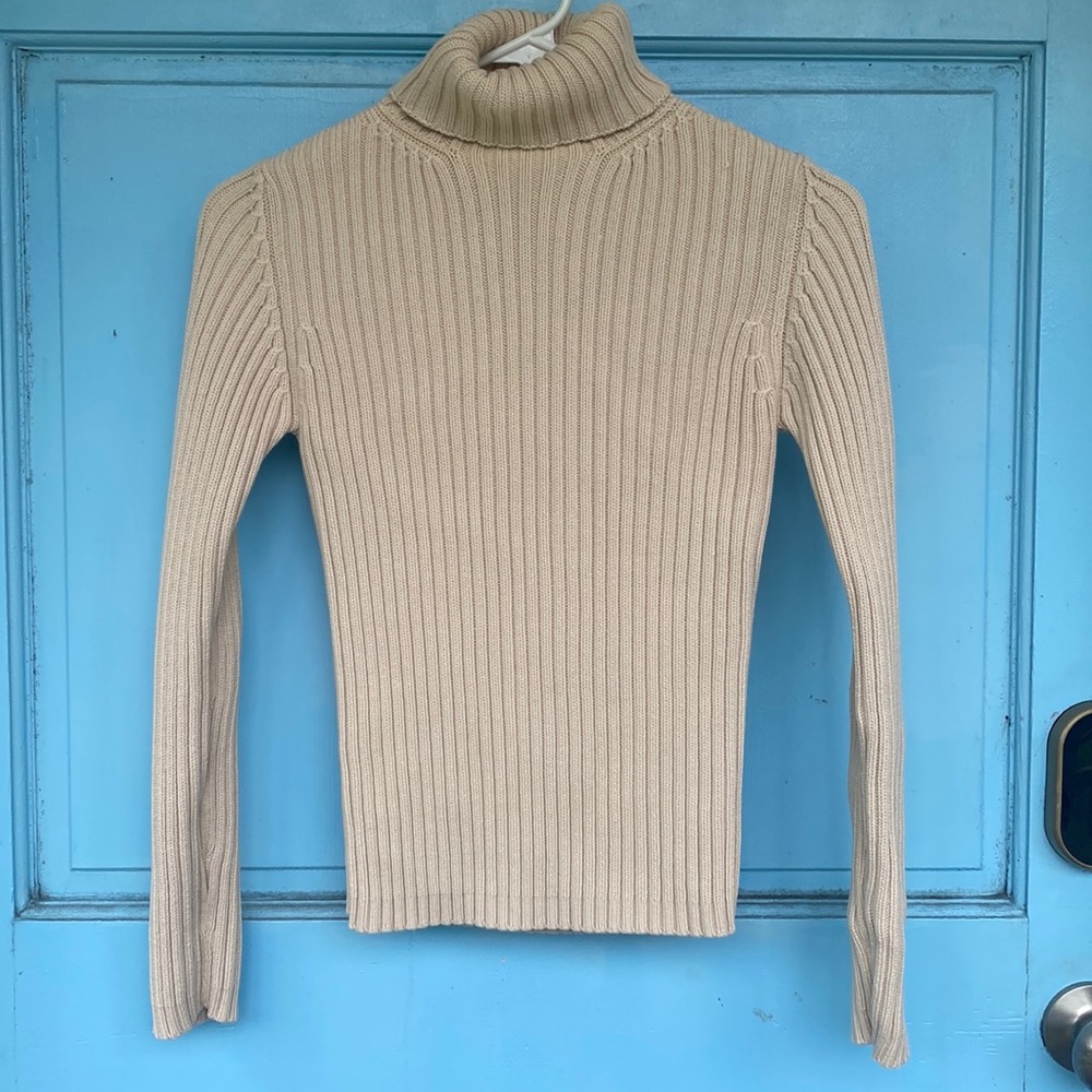 GAP Cable Knit Turtleneck Beige/Cream Sweater size s